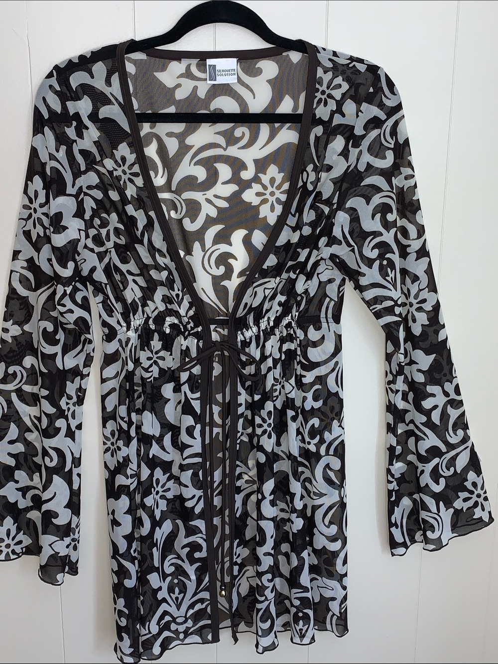 Sheer Coverup Silhouette Solution Black & Cream Swirl